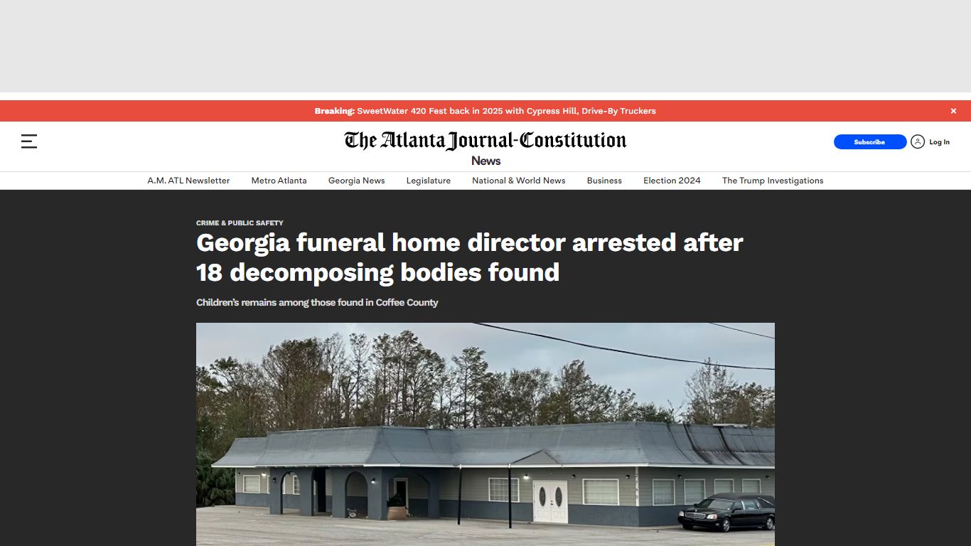 Georgia funeral home director arrested after 18 decomposing bodies found