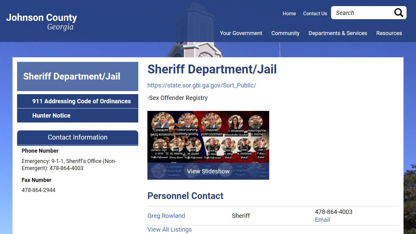 Sheriff Department/Jail | Johnson County GA